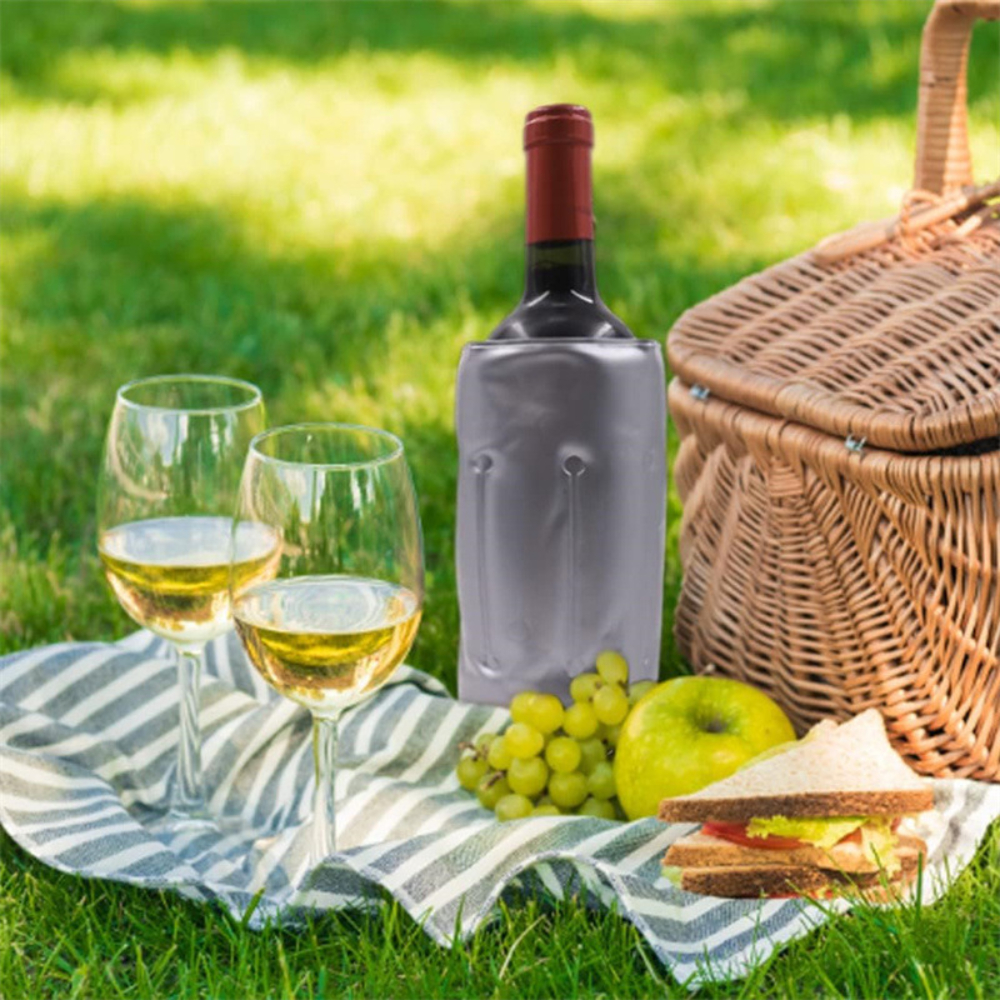 Wine Beer Tequila - Insulated Wine Cooler Sleeve Silver Finish