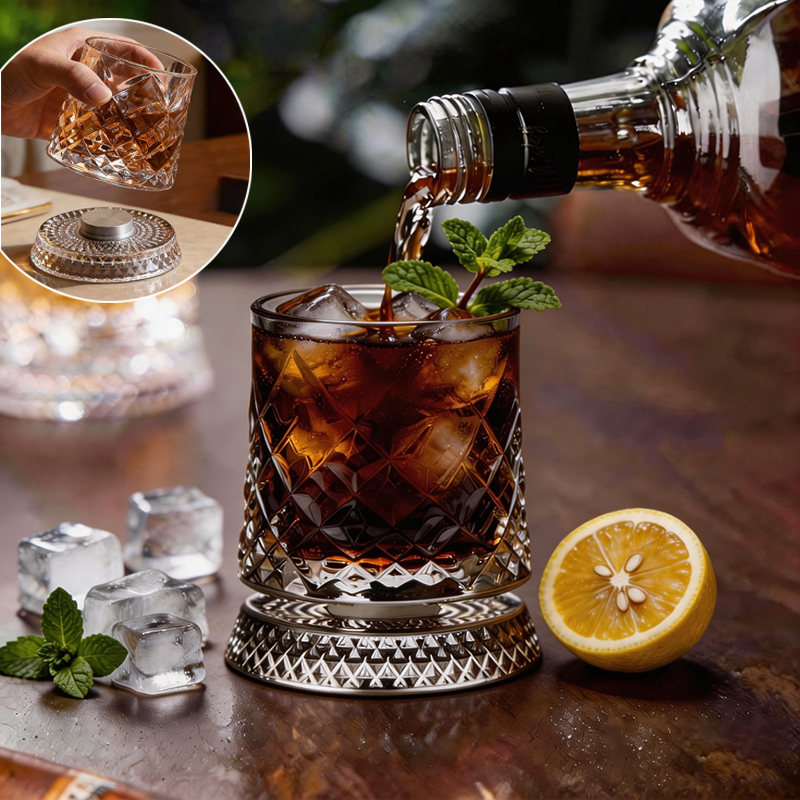 Wine Beer The Whiskey - 280ml Rotate Whiskey Glasses with Glass