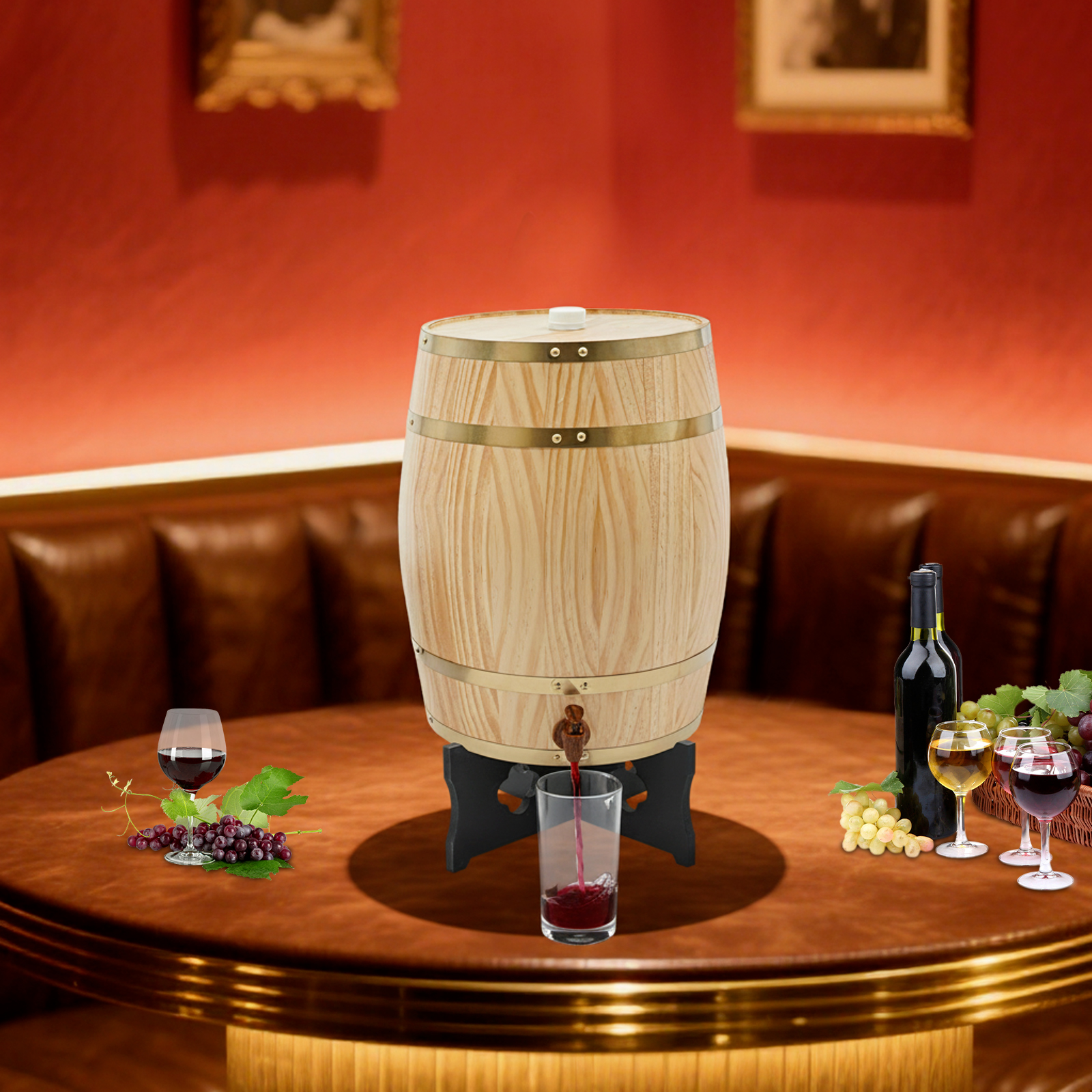 Wine Beer The Whiskey - Wood Color Wine Barrel, 30L/7.93Gal Wood