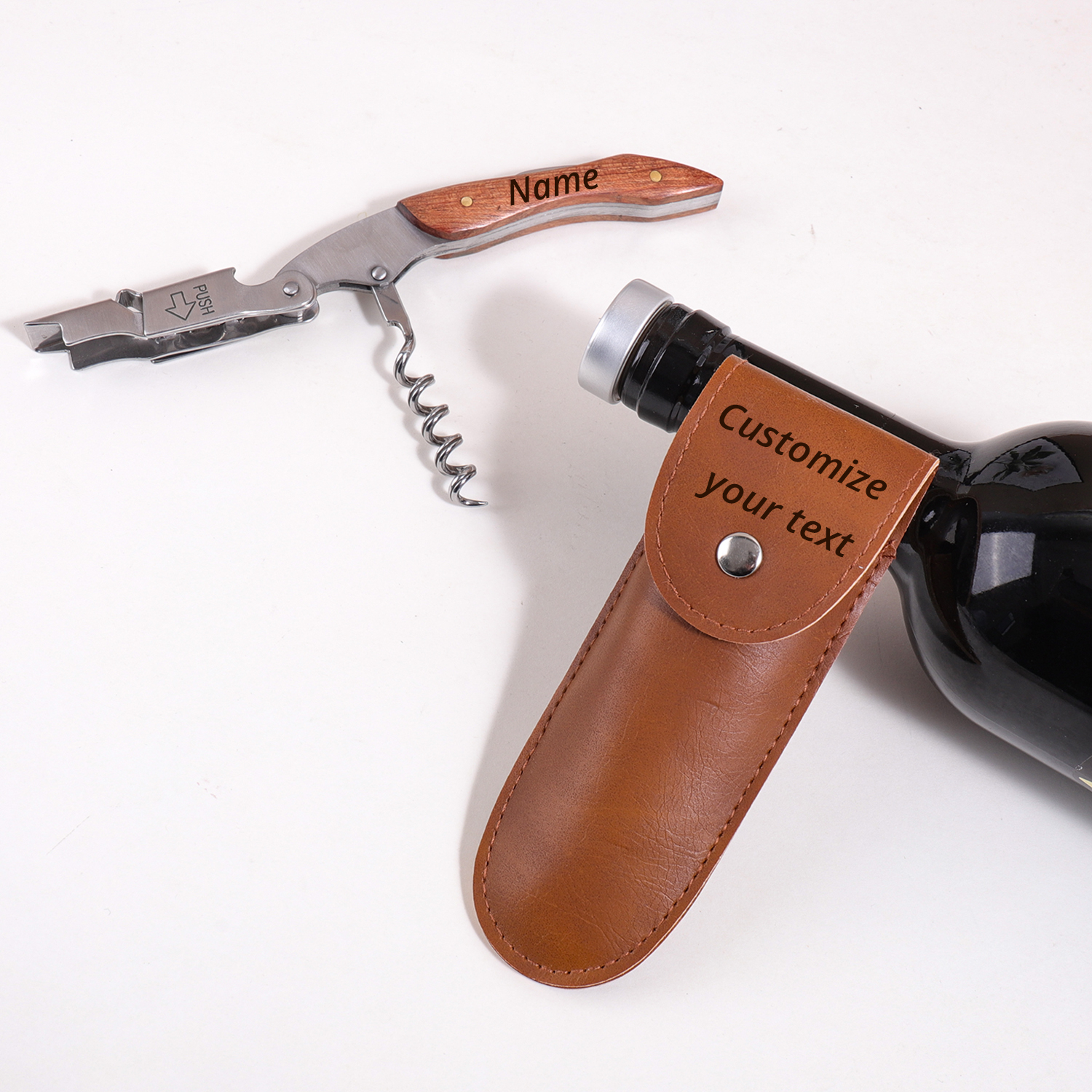 Wine In Beer Name - Personalized Custom Name Wine Opener Wooden