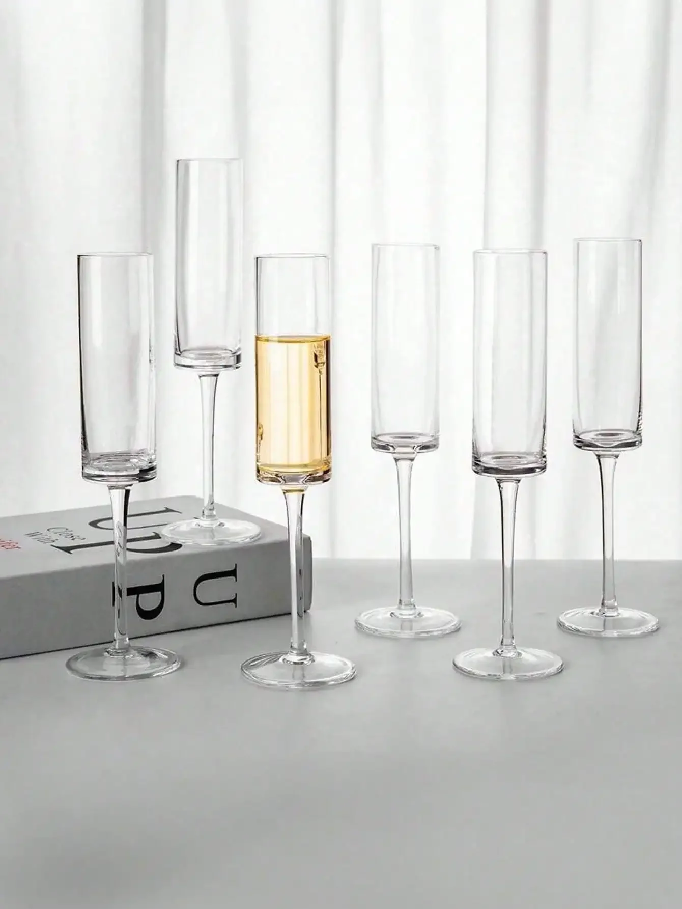 Wine Beer Coffee - 2/6/12pcs High Quality Champagne Glasses, Pink/White,
