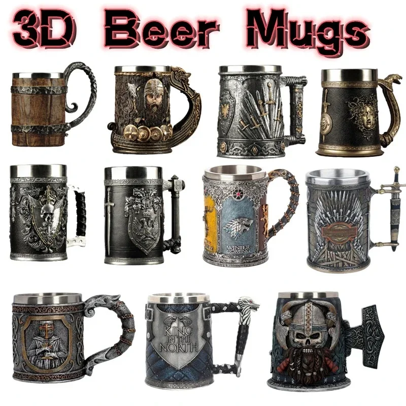 3D Beer Mugs Coffee Cups Gothi - Wine Beer Coffee incelemesi ve fiyatı
