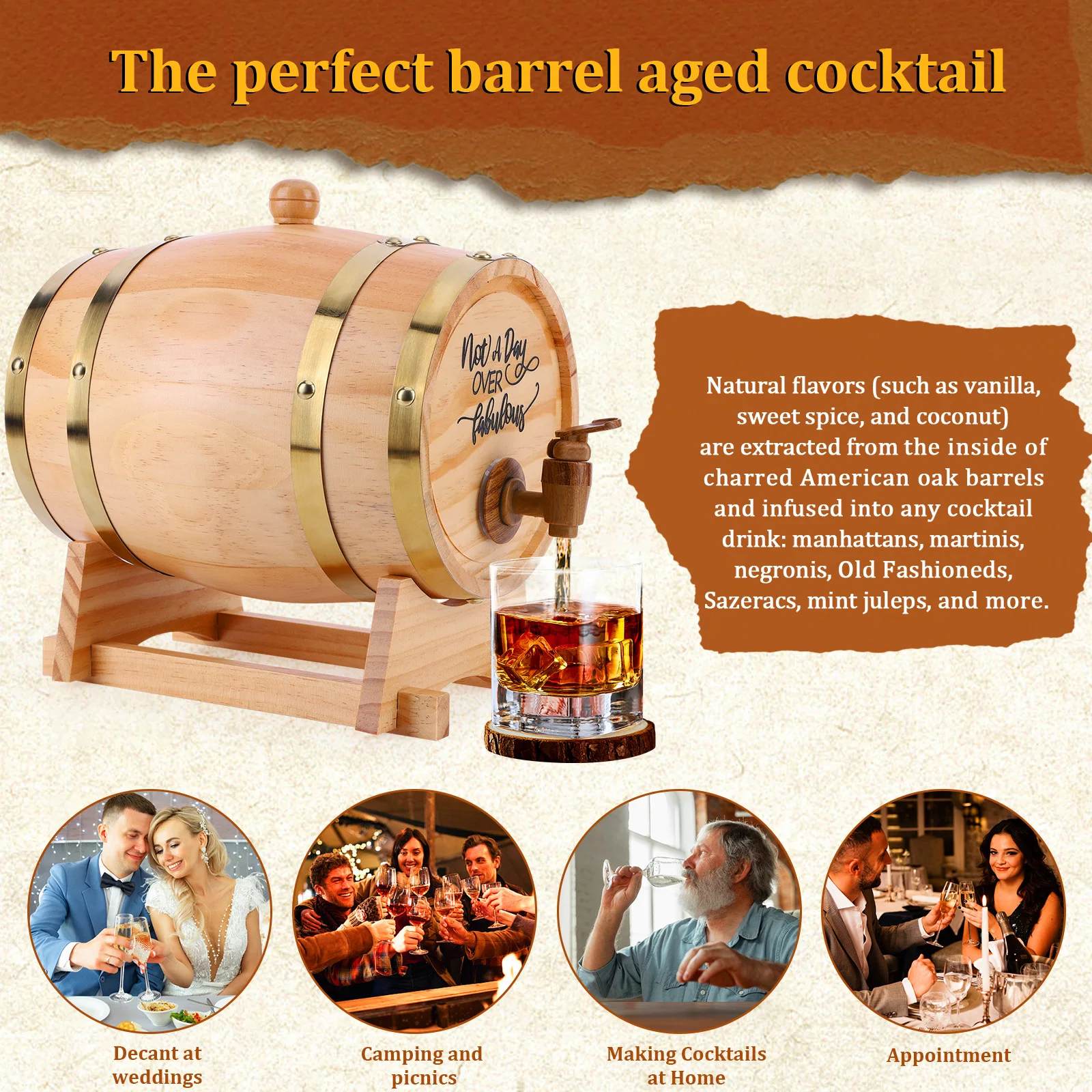 3L Wooden Whiskey Barrel with  - Wine Beer The Whiskey incelemesi ve fiyatı