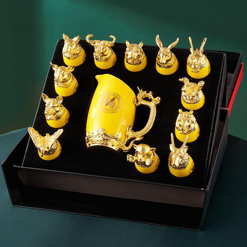 Gold-plated Twelve Animal Head - Wine Beer Tequila incelemesi ve fiyatı