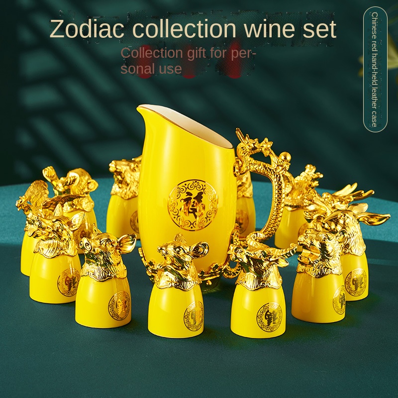 Gold-plated Twelve Animal Head - Wine Beer Tequila incelemesi ve fiyatı
