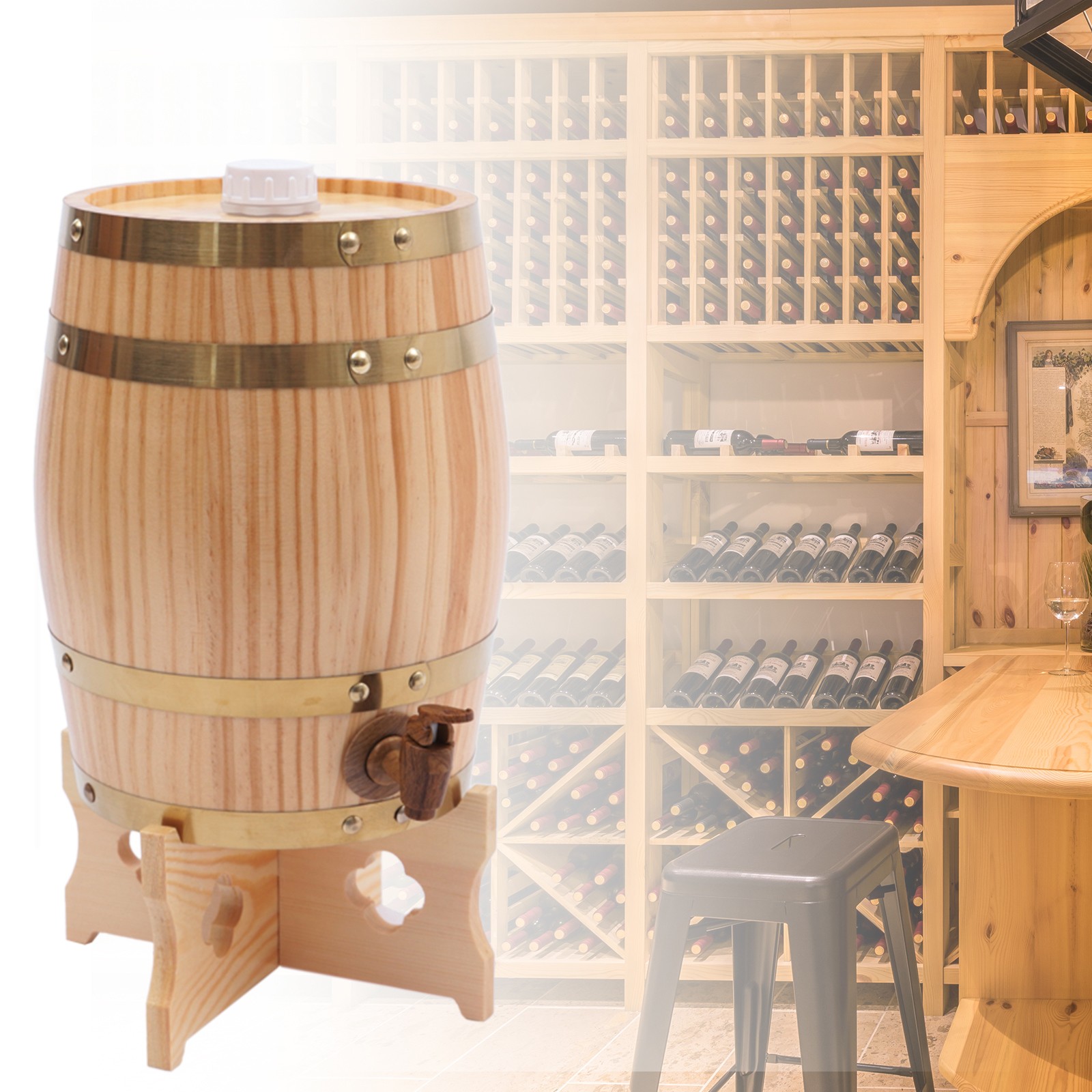Vertical Pine Wooden Wine Barr - Wine Beer Tequila incelemesi ve fiyatı