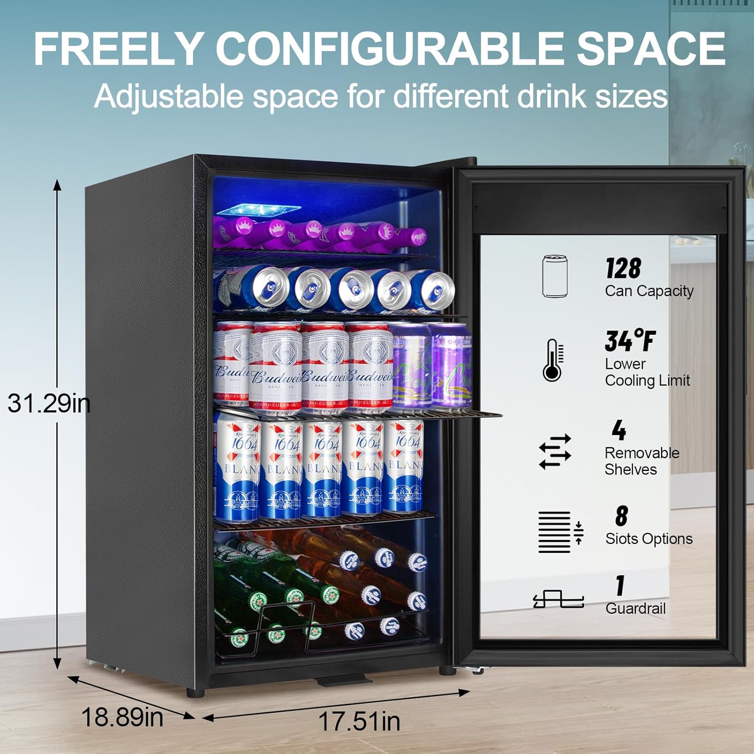 128 Cans Beverage Refrigerator - Wine Beer Fridge Small incelemesi ve fiyatı